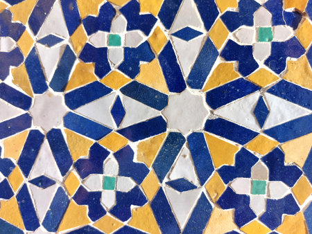 Moroccan Islamic mosaic tiles in Marrakesh, Moroccoの写真素材
