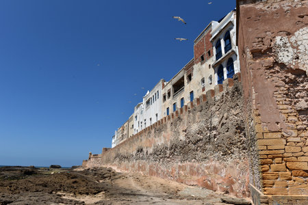 Essaouira medieval fortification and rampart, Atlantic ocean coast, Moroccoの写真素材