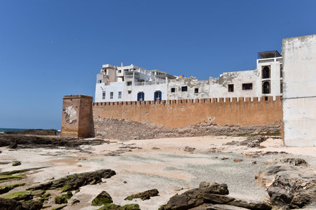Essaouira medieval fortification and rampart, Atlantic ocean coast, Moroccoの写真素材