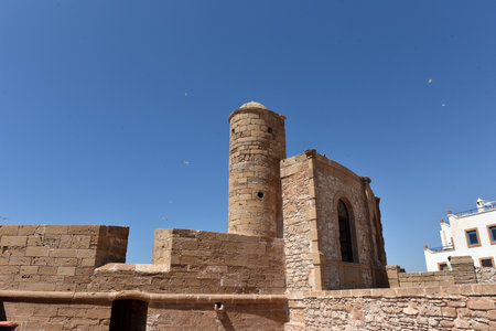 Essaouira medieval fortification and rampart, Atlantic ocean coast, Moroccoの写真素材