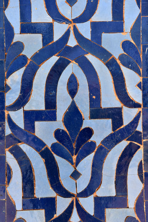 Moroccan Islamic mosaic decorative tilework, zellige in Fes, Moroccoの写真素材