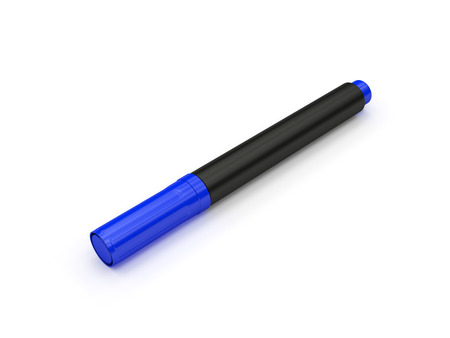 Blue marker isolated on white background, renderの写真素材