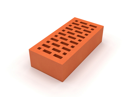 new red brick isolated on white background, 3d rendering, illustrationの写真素材