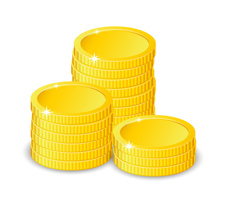 Vector Illustration of golden coins. Isolated on white. Increase earnings.のイラスト素材