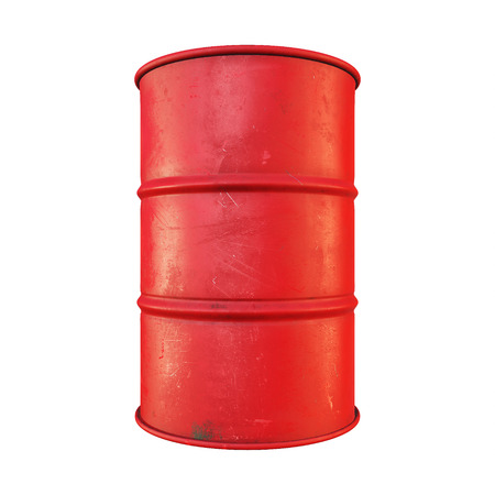 red metal barrel isolated on white background, 3d rendering, illustrationの写真素材