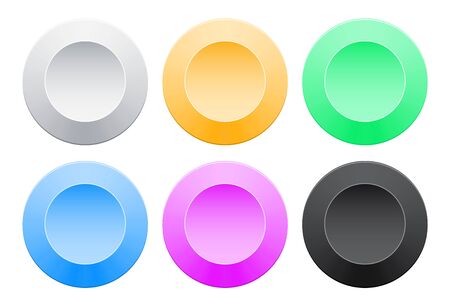 Vector glossy buttons. Colorful glass buttons. Lightのイラスト素材