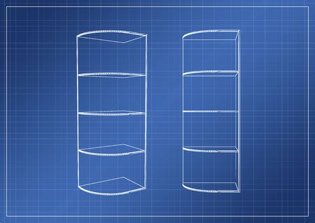 wardrobe on paper blueprint, 3D rendering, illustrationの写真素材
