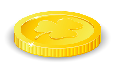 Vector golden coin with clover signのイラスト素材