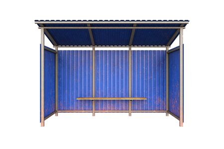 Metal bus stop isolated on white background. 3D render. Illustrationの写真素材