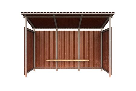 Metal bus stop isolated on white background. 3D render. Illustrationの写真素材