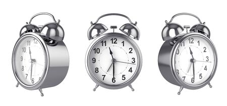 3d alarm shiny clock, 3d rendering. Illustrationの写真素材