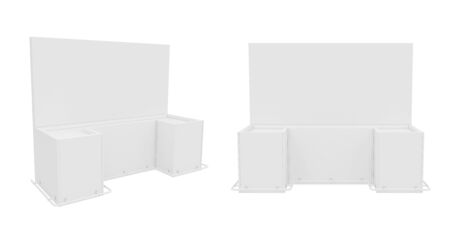 white empty showcase isolated on a white background, 3D rendering. Illustrationの写真素材