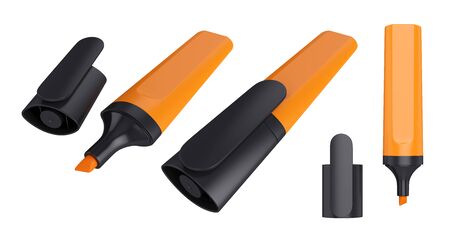 Marker highlighter isolated on white background, 3D rendering. Illustrationの写真素材