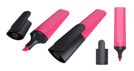 Marker highlighter isolated on white background, 3D rendering. Illustrationの写真素材