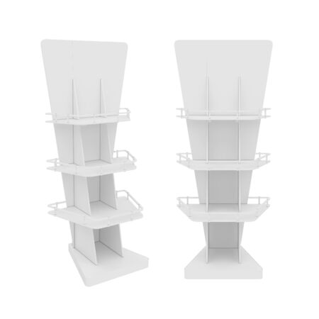 white empty showcase isolated on a white background, 3D rendering. Illustrationの写真素材