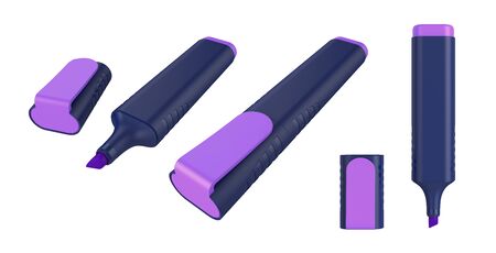 Marker highlighter isolated on white background, 3D rendering. Illustrationの写真素材