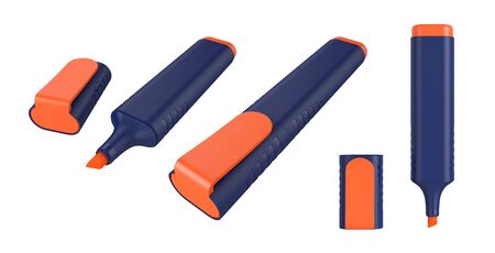 Marker highlighter isolated on white background, 3D rendering. Illustrationの写真素材