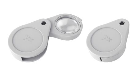 Foldable magnifier with cover on white background, 3d rendering. Illustrationの写真素材