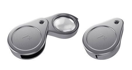 Foldable magnifier with cover on white background, 3d rendering. Illustrationの写真素材