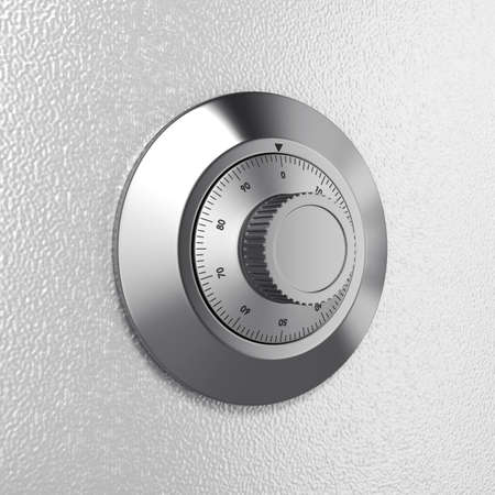 Combination safe lock close-up, 3D renderの写真素材