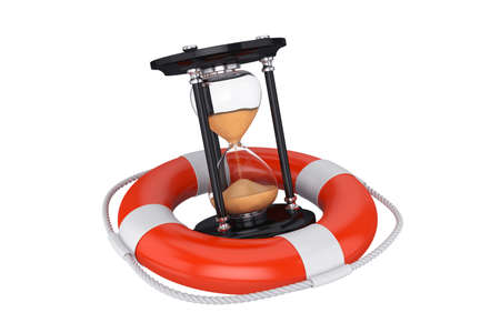 Hourglass in a lifebuoy, 3D render