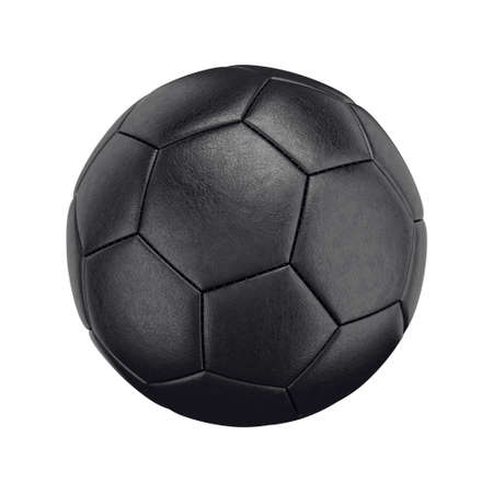 Black soccer ball isolated on a white background, 3D renderの写真素材