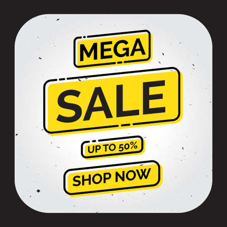 Mega sale banner with flat yellow distressed backgroundのイラスト素材