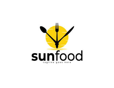 Food logo design with spoon, fork and knife illustrationのイラスト素材