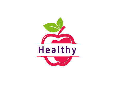 Fresh fruit healthy apple logo illustrationのイラスト素材
