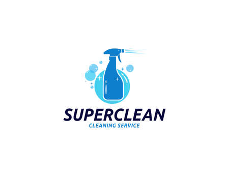 Cleaning services logo with bottle spray illustrationのイラスト素材