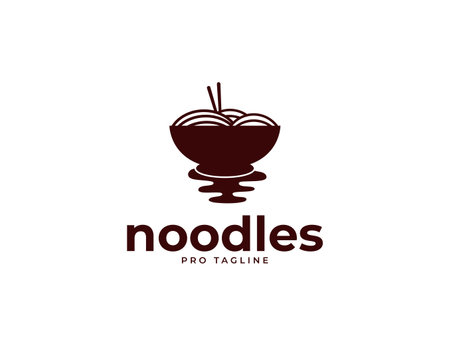 Noodles with bowl silhouette logo designのイラスト素材