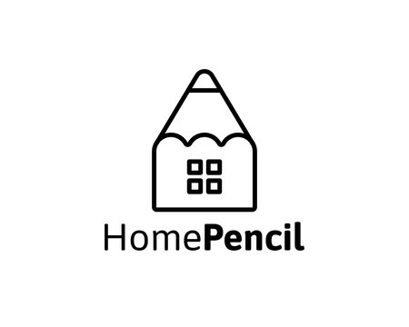 Pencil logo design with house conceptのイラスト素材