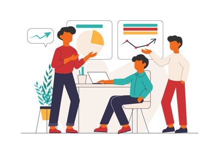 Business Team Doing Business Planning. Business teamwork meeting vector illustrationのイラスト素材