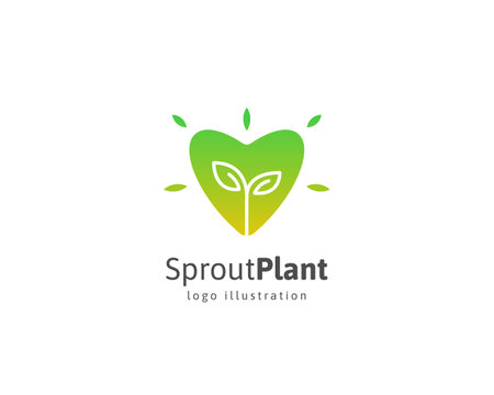 Nature sprout plant logo with heart illustrationのイラスト素材
