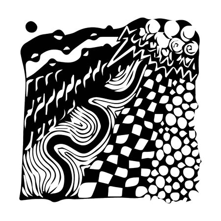 Black and white abstract zenart illustrationのイラスト素材