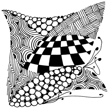 Black and white abstract zenart illustrationのイラスト素材