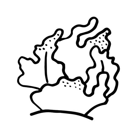 Hand drawn black and white sea doodle sketch illustration. The corals.のイラスト素材