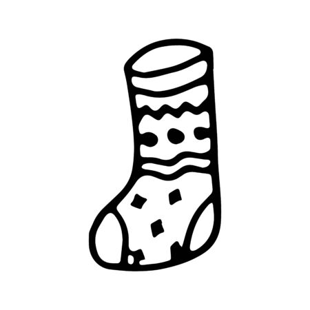 Hand drawn black and white doodle sketch sock illustration.のイラスト素材
