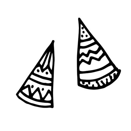 Black and white birthday cap doodle sketch.のイラスト素材