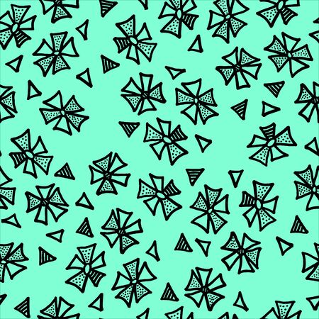 Seamless pattern with black flowers on the color background.のイラスト素材