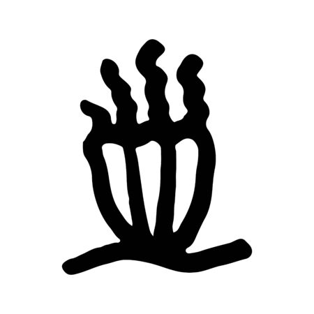 Hand drawn black and white sea doodle sketch illustrationの写真素材