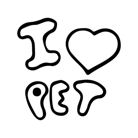 Black and white lettering I love pet.のイラスト素材