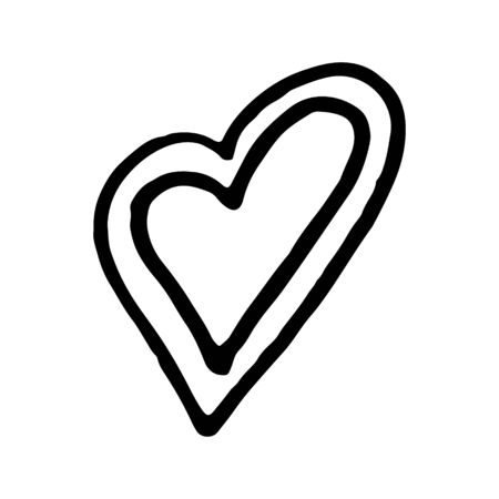 Hand drawn black and white doodle sketch heart illustration.のイラスト素材