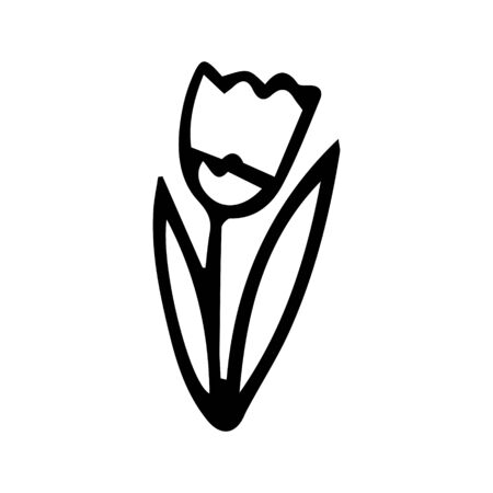 Hand drawn black and white doodle sketch flower illustration.のイラスト素材