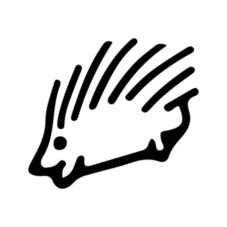Black and wnite doodle sketch hedgehog illustration.のイラスト素材