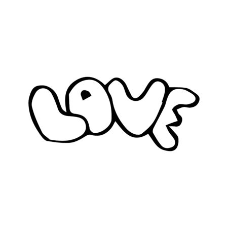 Hand drawn black and white love lettering.のイラスト素材