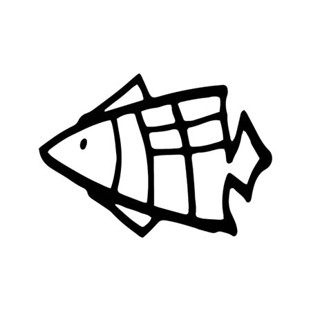 Hand drawn black and white sea doodle sketch illustrationのイラスト素材