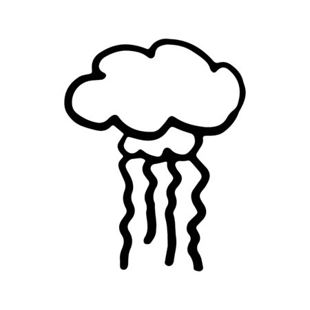 Hand drawn black and white sea doodle sketch illustration. The jellyfish.のイラスト素材