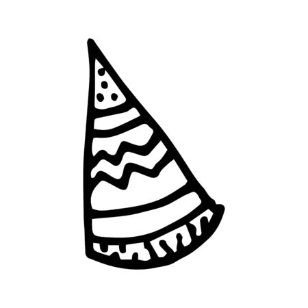 Black and white birthday cap doodle sketch.のイラスト素材