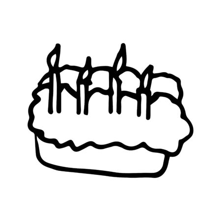 Black and white cake doodle sketch.のイラスト素材